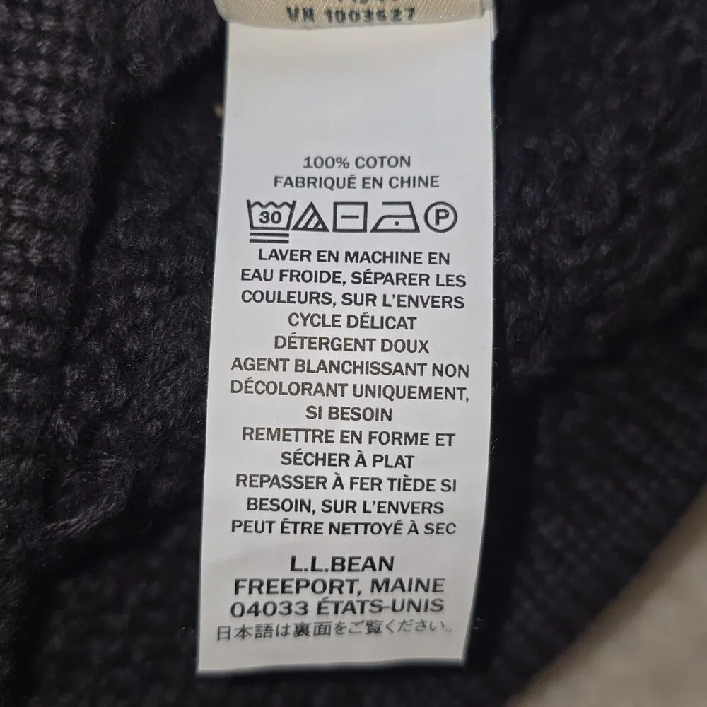 L.L.Bean Women’s L Textured Cable Knit Cotton Button Front Cardigan Black - Picture 7 of 9